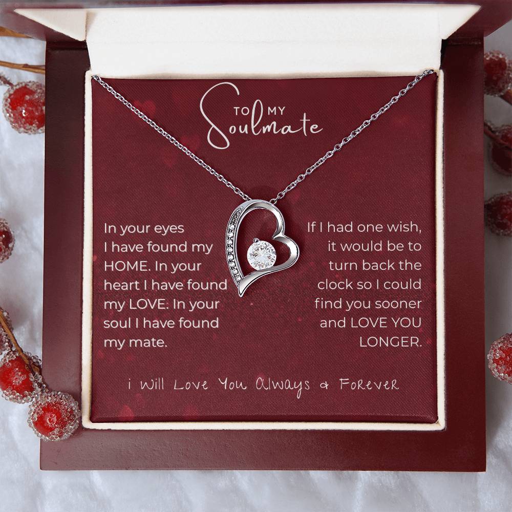 Soulmate Heart Necklace Gift for Wife/Girlfriend | Forever Love Message Card