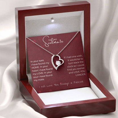 Soulmate Heart Necklace Gift for Wife/Girlfriend | Forever Love Message Card