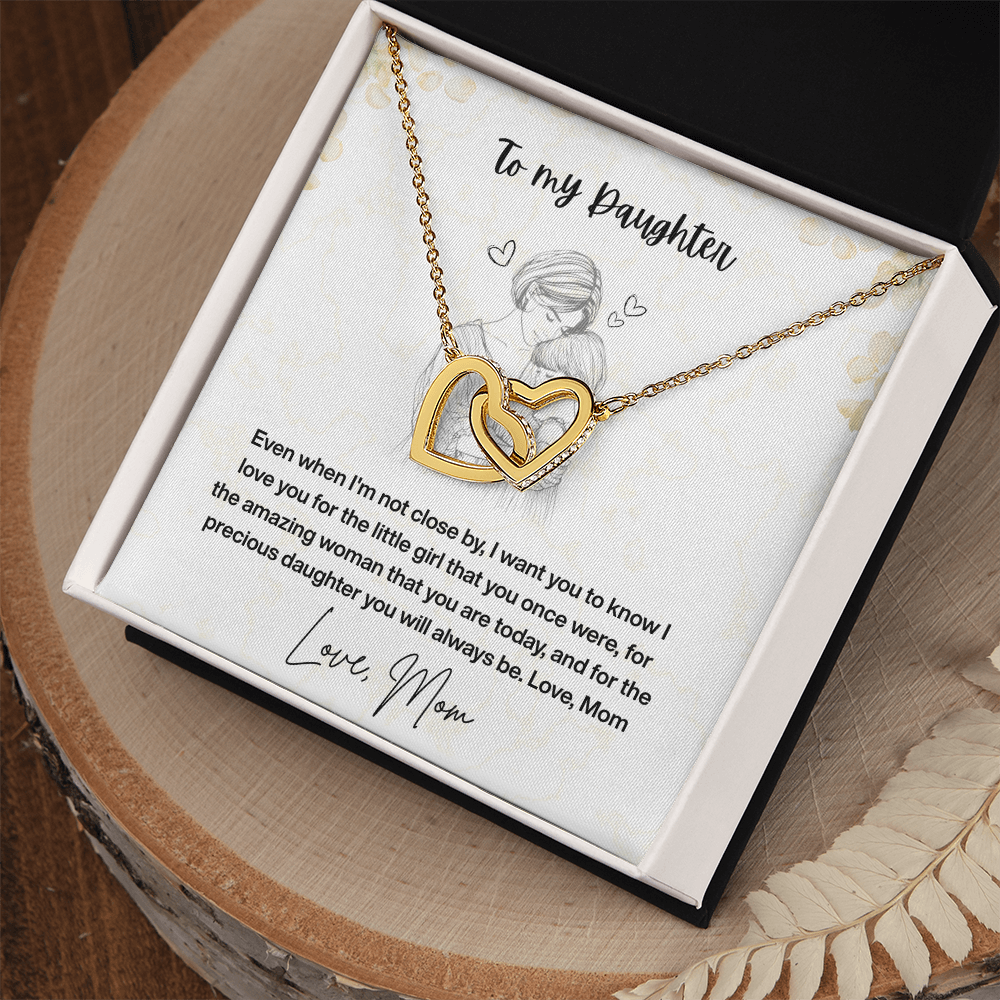 Interlocking Hearts Necklace Gift for Daughter from Mom | Forever Love Message Card