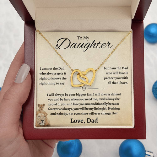 Dad to Daughter Interlocking Hearts Necklace Gift | Protection Promise Message Card