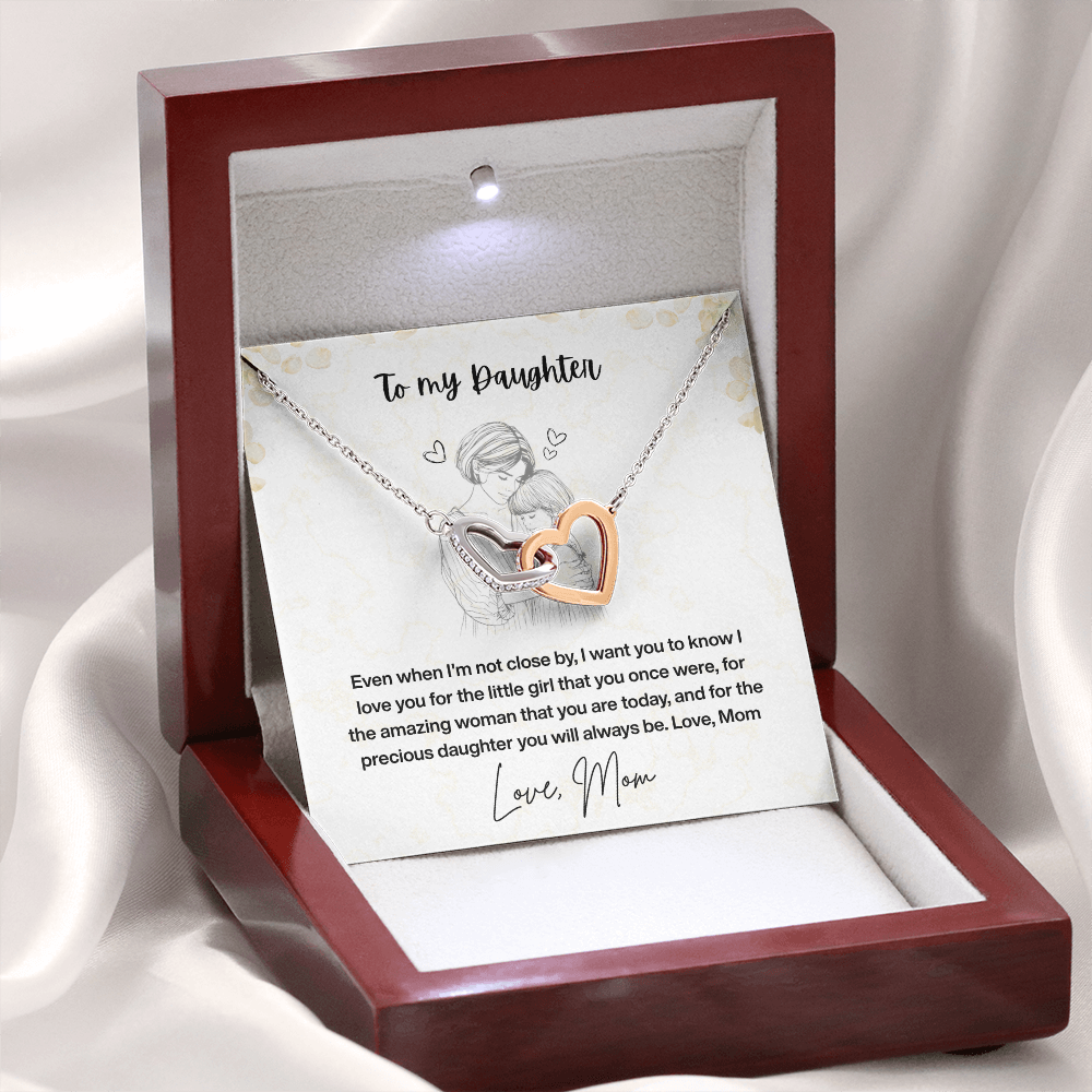 Interlocking Hearts Necklace Gift for Daughter from Mom | Forever Love Message Card