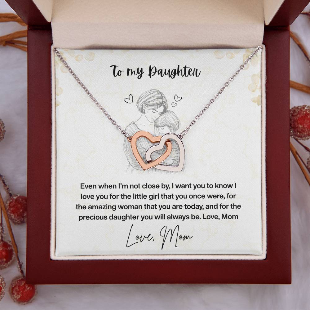 Interlocking Hearts Necklace Gift for Daughter from Mom | Forever Love Message Card