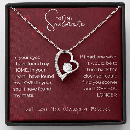 Soulmate Heart Necklace Gift for Wife/Girlfriend | Forever Love Message Card